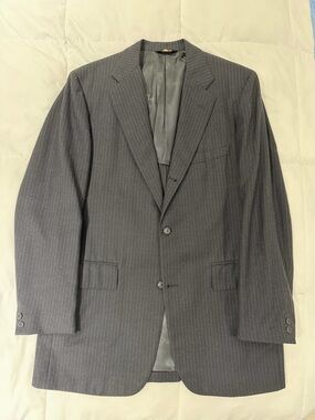 Vintage Chipp 3/2 Blue Pinstripe Flannel Suit 42L made in USA